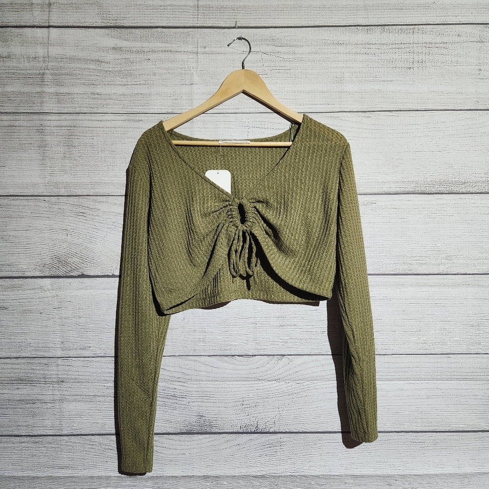 Elodie Waffle Knit Crop Top, Size XL